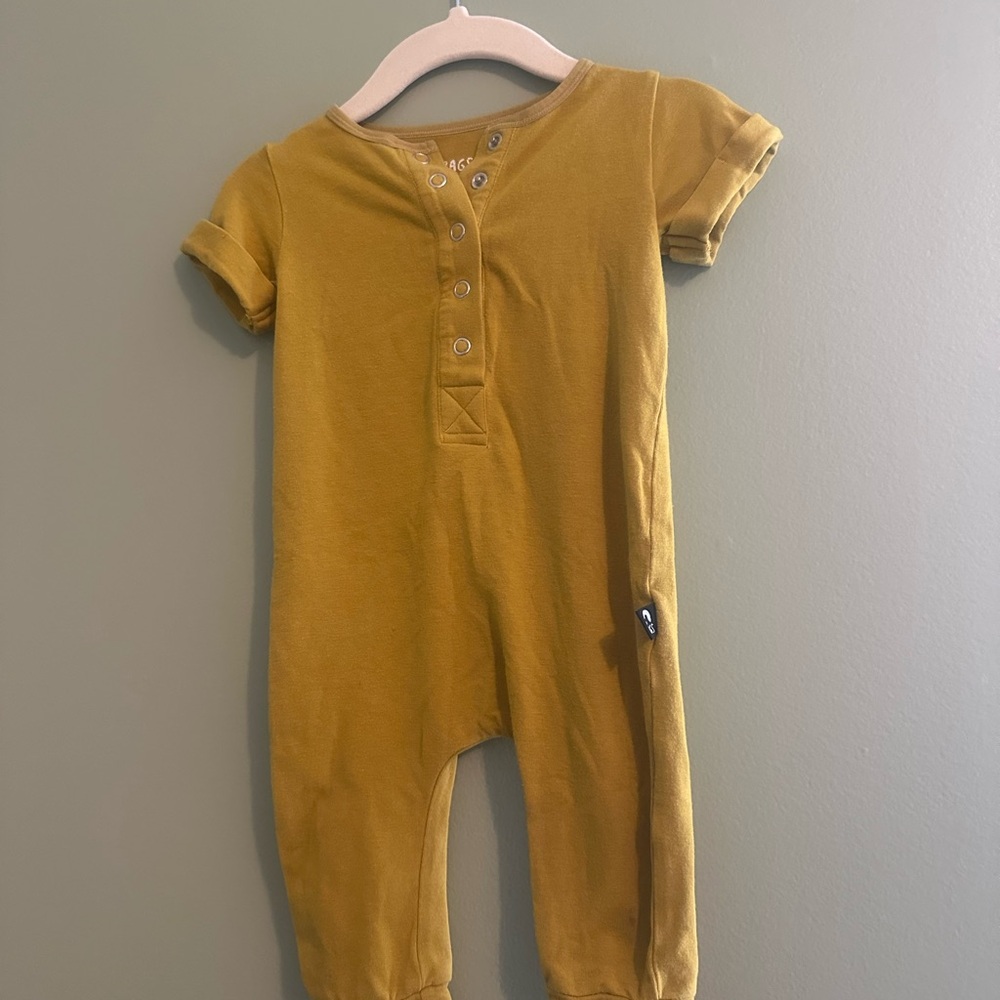 Mustard Yellow RAGS Short- Sleeve Baby Romper 3-6m
